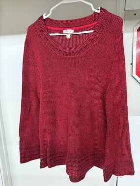 Style & Co. Marled Red Scoop Neck Knit Sweater